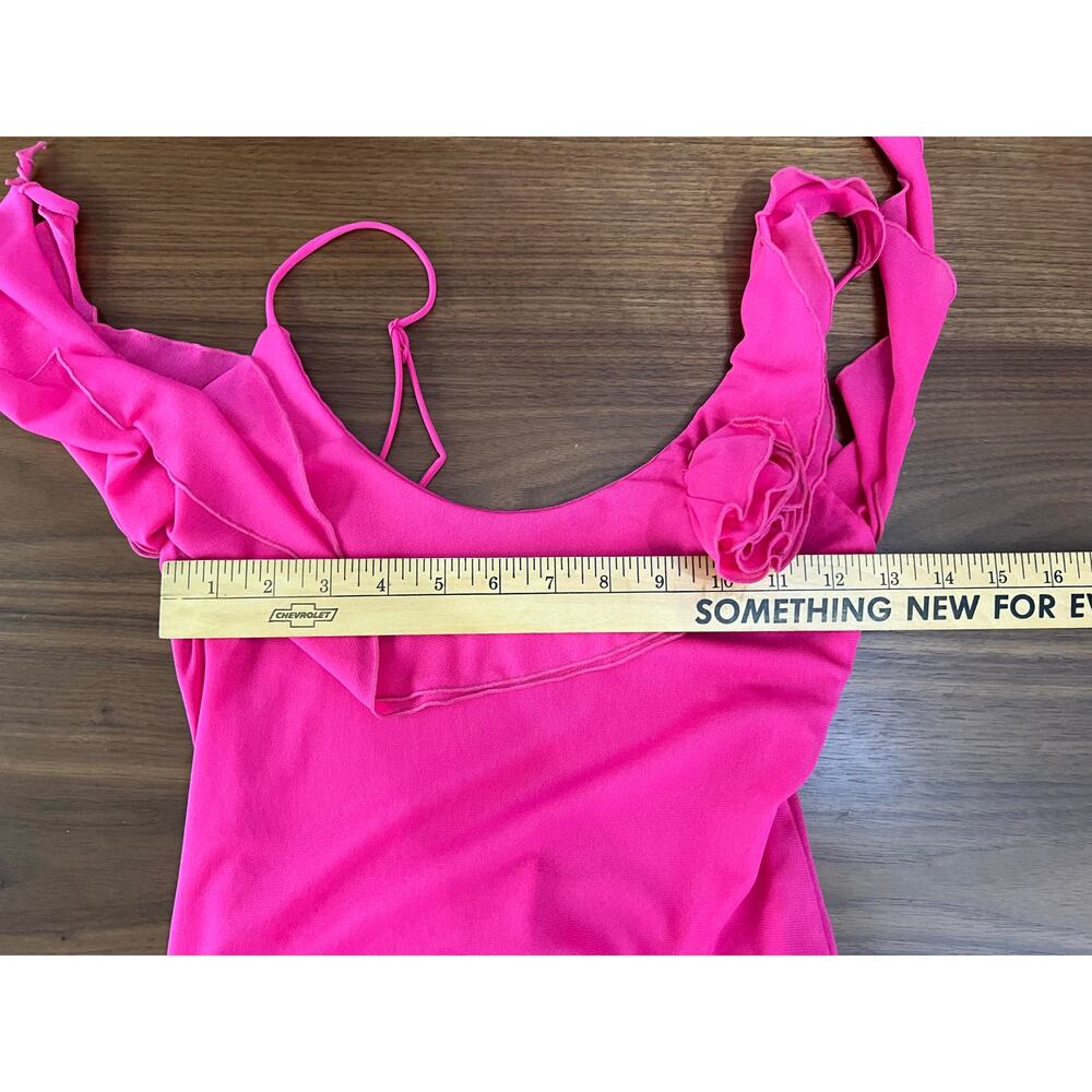 Free People Pink Ruffle One Shoulder Top XS NWT Asymmetrical Tank - Picture 5 of 7
